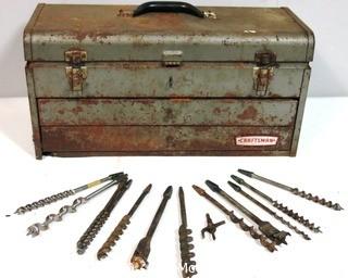 Vintage Craftsman Tool Chest with Collection of Wood Drill Bits