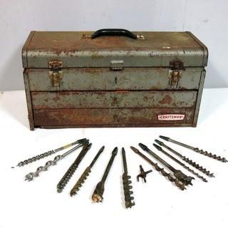 Vintage Craftsman Tool Chest with Collection of Wood Drill Bits