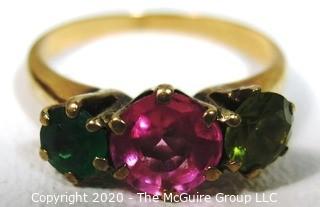 Vintage 14kt Yellow Gold Ring with Three Gemstones in Prong Setting