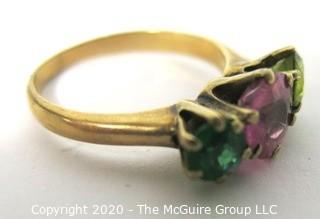 Vintage 14kt Yellow Gold Ring with Three Gemstones in Prong Setting