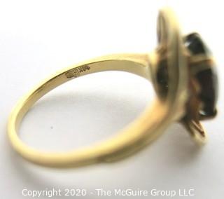 Vintage Gold Ring with Garnet in Fan Setting. 