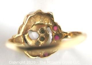 Antique 14 kt and Palladium with Clear and Pink Gemstone Ring.  Marked 14 kt - PALL