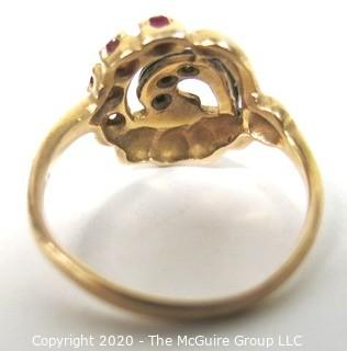 Antique 14 kt and Palladium with Clear and Pink Gemstone Ring.  Marked 14 kt - PALL