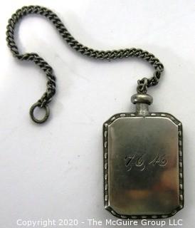 Antique Sterling Perfume Flask Pendant or Fob.  Engraved with Original Owners Initials.