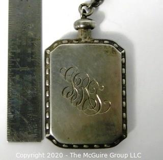 Antique Sterling Perfume Flask Pendant or Fob.  Engraved with Original Owners Initials.