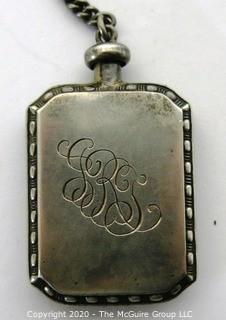 Antique Sterling Perfume Flask Pendant or Fob.  Engraved with Original Owners Initials.