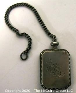 Antique Sterling Perfume Flask Pendant or Fob.  Engraved with Original Owners Initials.