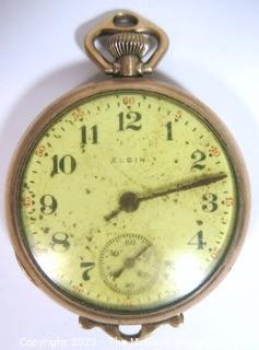 Ladies Elgin 10kt Rose Gold Pocket Watch.  Needs Repair.  Engraved on Back. 