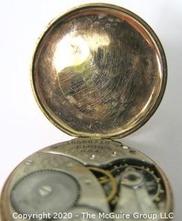 Ladies Elgin 10kt Rose Gold Pocket Watch.  Needs Repair.  Engraved on Back. 