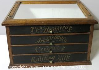 Antique Four Drawer Spool Chest with Mirror Top.