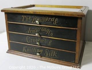 Antique Four Drawer Spool Chest with Mirror Top.