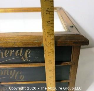 Antique Four Drawer Spool Chest with Mirror Top.