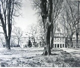 Framed Black & White Photograph of Swarthmore College.  Frame Loose. 