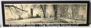 Framed Black & White Photograph of Swarthmore College.  Frame Loose. 