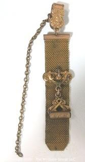 Goldtone or Brass Woven Watch Fob with Engraving