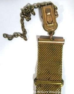 Goldtone or Brass Woven Watch Fob with Engraving