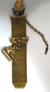 Goldtone or Brass Woven Watch Fob with Engraving