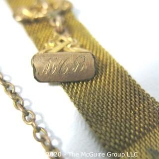 Goldtone or Brass Woven Watch Fob with Engraving