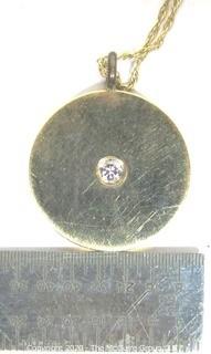 14 kt Yellow Gold Disk Pendant on Chain with Diamond