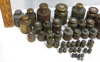 Large Grouping of Various Brass Scale Weights