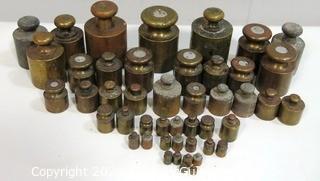 Large Grouping of Various Brass Scale Weights