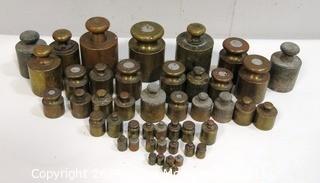 Large Grouping of Various Brass Scale Weights