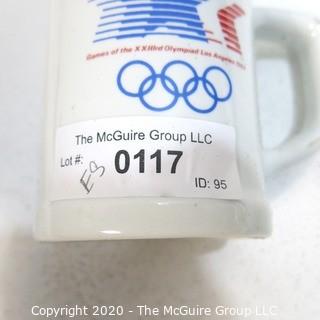 Collection of Olympic Pins and Mug from 1984 Summer Olympics Los Angeles & Apollo II Hat