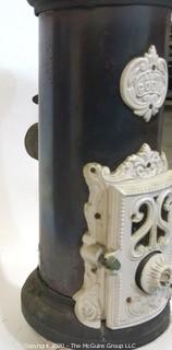 Art Nouveau French Parlor Stove; Godin Model 3720; Cast Iron and Enamel; 32" Tall