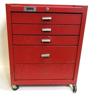 Champion Red Five Drawer Metal Tool Chest on Castors 