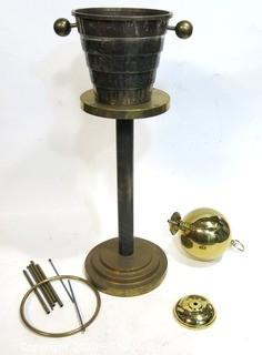 Brass Ice Bucket on Stand.  Missing Pieces