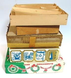 Five Boxes of Vintage Glass Painted Ornaments - Original Boxes