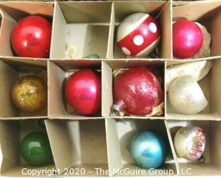 Five Boxes of Vintage Glass Painted Ornaments - Original Boxes