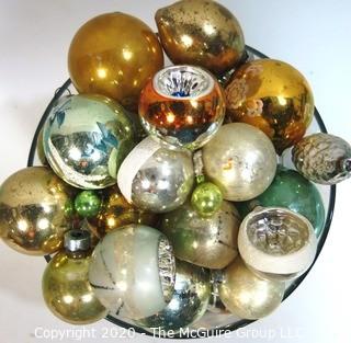 Collection of Vintage Blown Glass Ornaments in Shades of Gold