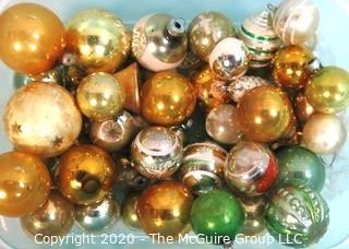 Collection of Vintage Blown Glass Ornaments in Shades of Gold