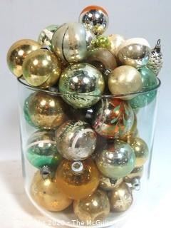 Collection of Vintage Blown Glass Ornaments in Shades of Gold