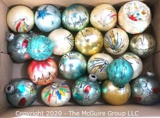 Group of Hand Blown and Painted Glass Ornaments in Box.  Made in Poland