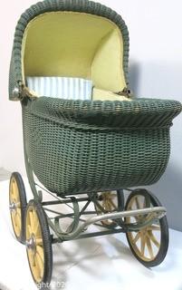 Vintage Wicker Baby Pram or Carriage.