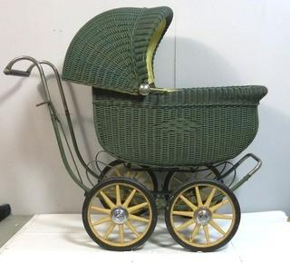 Vintage Wicker Baby Pram or Carriage.