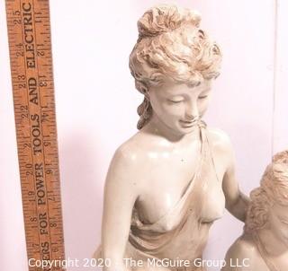 Large Plaster Statue of Greek Goddesses with Urns Made by The Universal Statuary Company of Chicago. Approximately 25" tall.