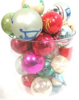 Group of Vintage Glass Ornaments with Painted Decoration