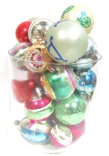 Group of Vintage Glass Ornaments with Painted Decoration