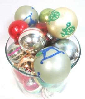 Group of Vintage Glass Ornaments with Painted Decoration