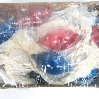 Group of Blue and Red Hand Blown Glass Translucent Ornaments