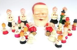 Collection of Wax Christmas Tavern Candles Made by Gurley Novelty Co.