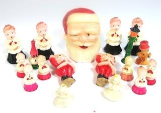 Collection of Wax Christmas Tavern Candles Made by Gurley Novelty Co.