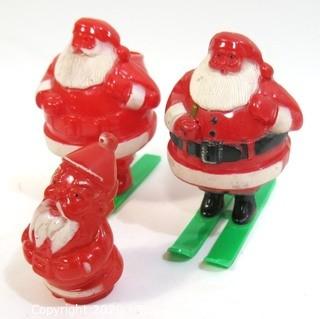 Three Vintage Celluloid Santas.  One with Damage