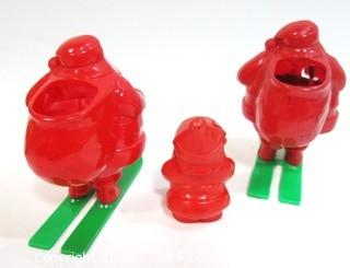 Three Vintage Celluloid Santas.  One with Damage