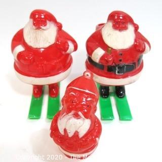 Three Vintage Celluloid Santas.  One with Damage