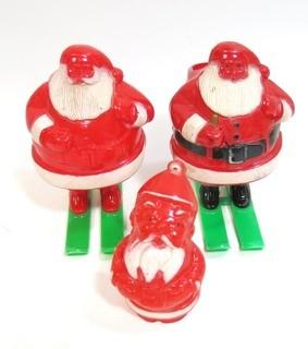 Three Vintage Celluloid Santas.  One with Damage