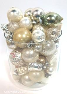 Group of Vintage Silver Hand Blown Glass Ornaments